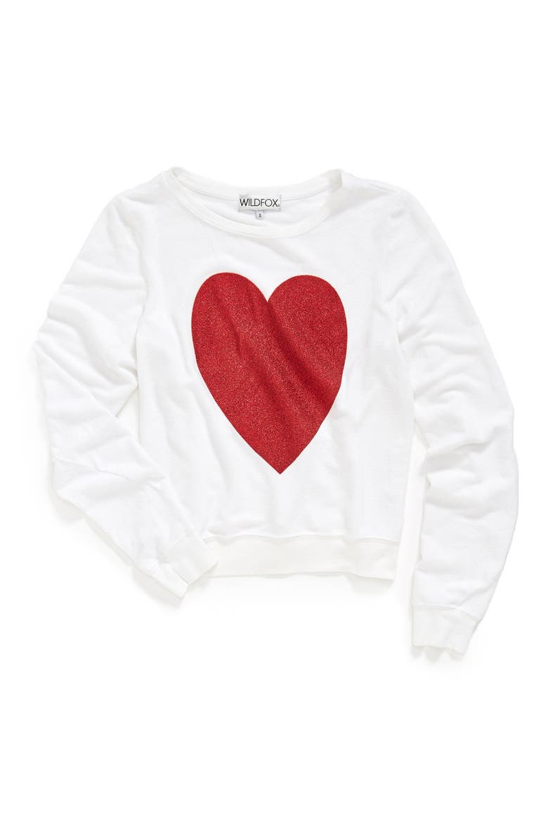 'Sparkle Heart' Sweatshirt, Alternate, color, CLEAN WHITE