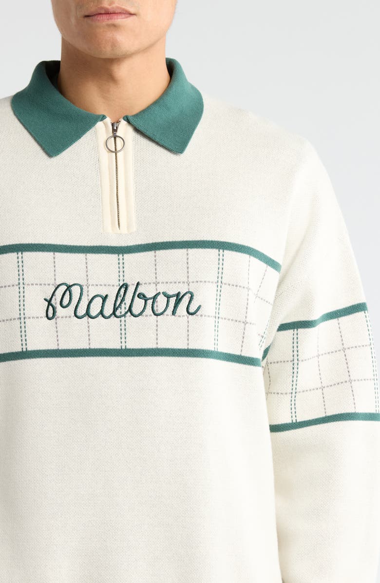 Malbon Golf Bennett Plaid Quarter Zip Sweater, Alternate, color, Heather Ivory