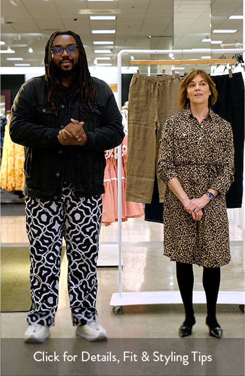 Abstract Animal Print Ruched Sleeve Trench Shirtdress, sales video thumbnail