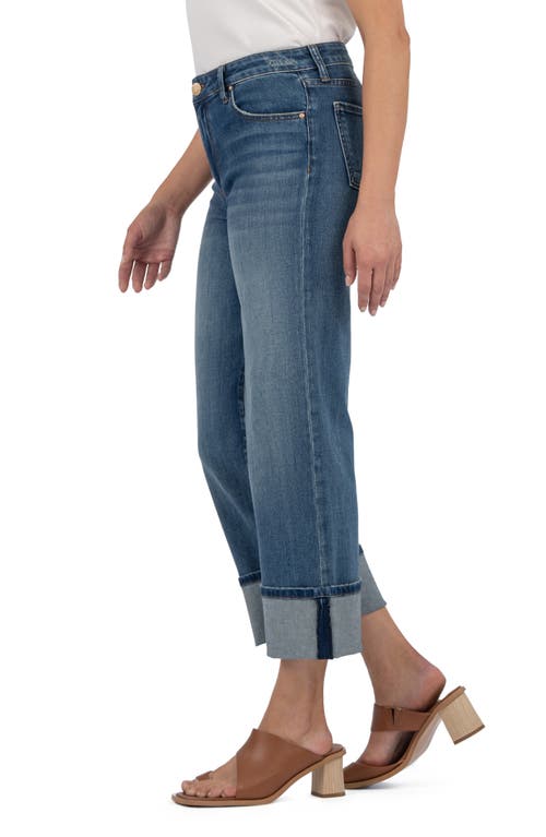 Kut From The Kloth High Waist Cuffed Ankle Wide Leg Jeans In Blue