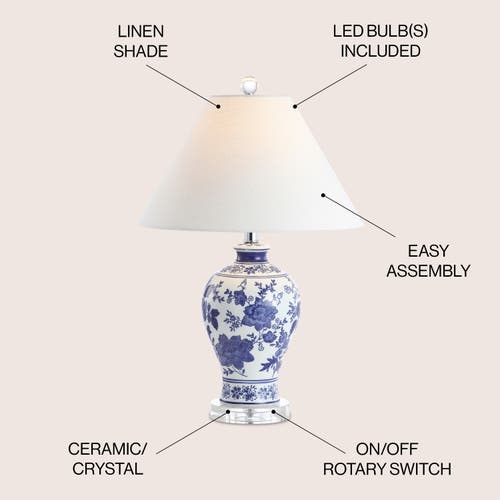 Jonathan Y Song 21.5in Chinoiserie Floral Led Table Lamp In Blue/white