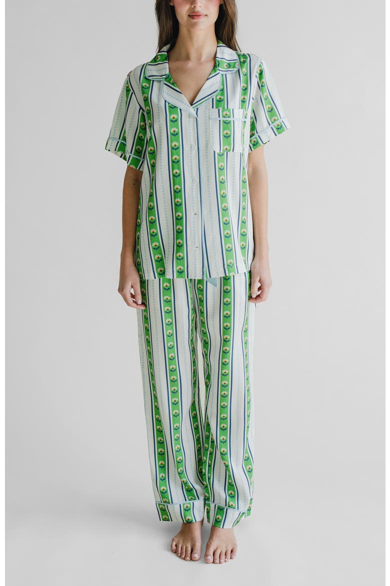 Garden Stripe Pajama Pants Set, Main, color, Green