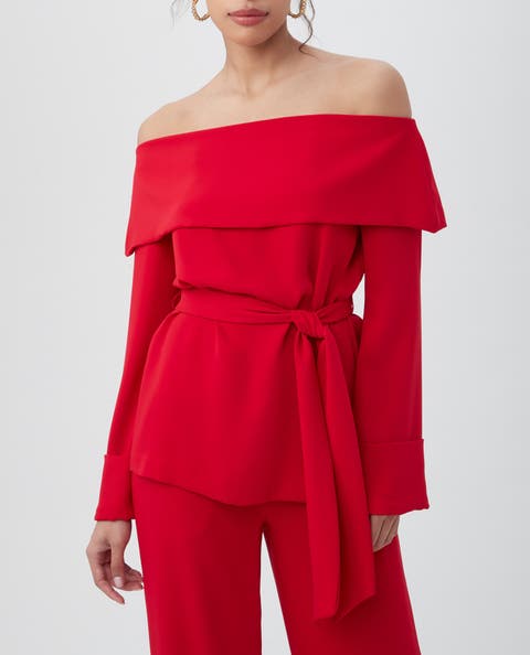 THEREDTHREAD / ザレッドスレッド】S offshoulder tops petal