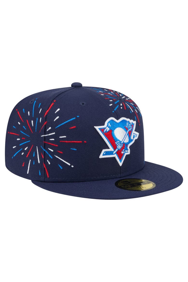 Men's New Era  Navy Pittsburgh Penguins Americana Fireworks 59FIFTY Fitted Hat, Alternate, color, Navy