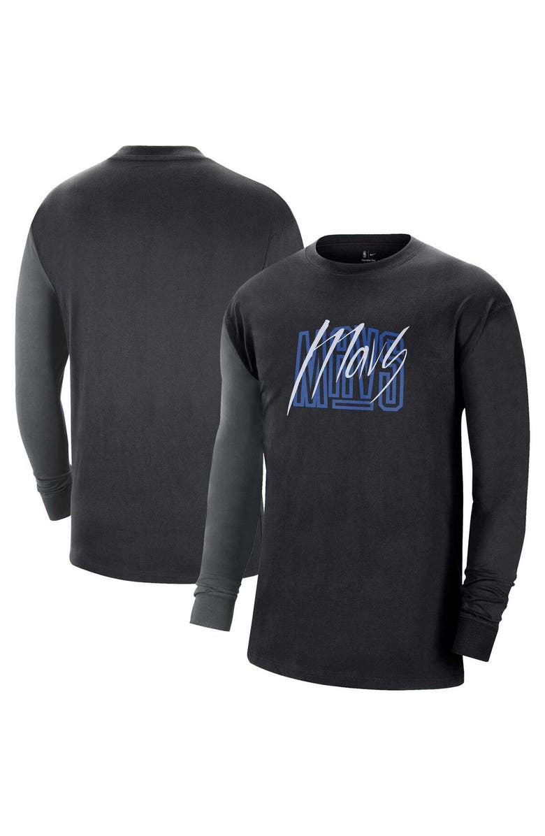 Nike Men's Nike Black Dallas Mavericks Courtside Versus Flight MAX90 Long Sleeve T-Shirt, Main, color, Black