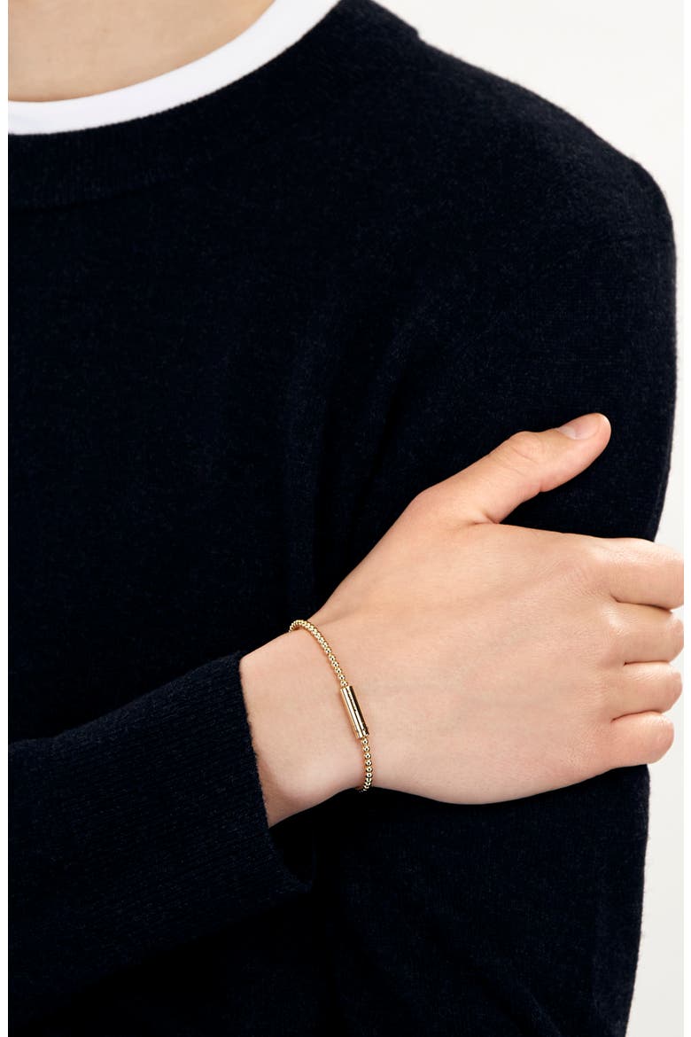 Men's 15G Polished 18K Gold Beaded Bracelet, Alternate, color, YELLOW GOLD