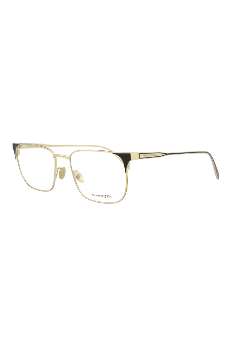 55mm Flared Square Optical Glasses, Alternate, color, GOLD GOLD TRANSPARENT
