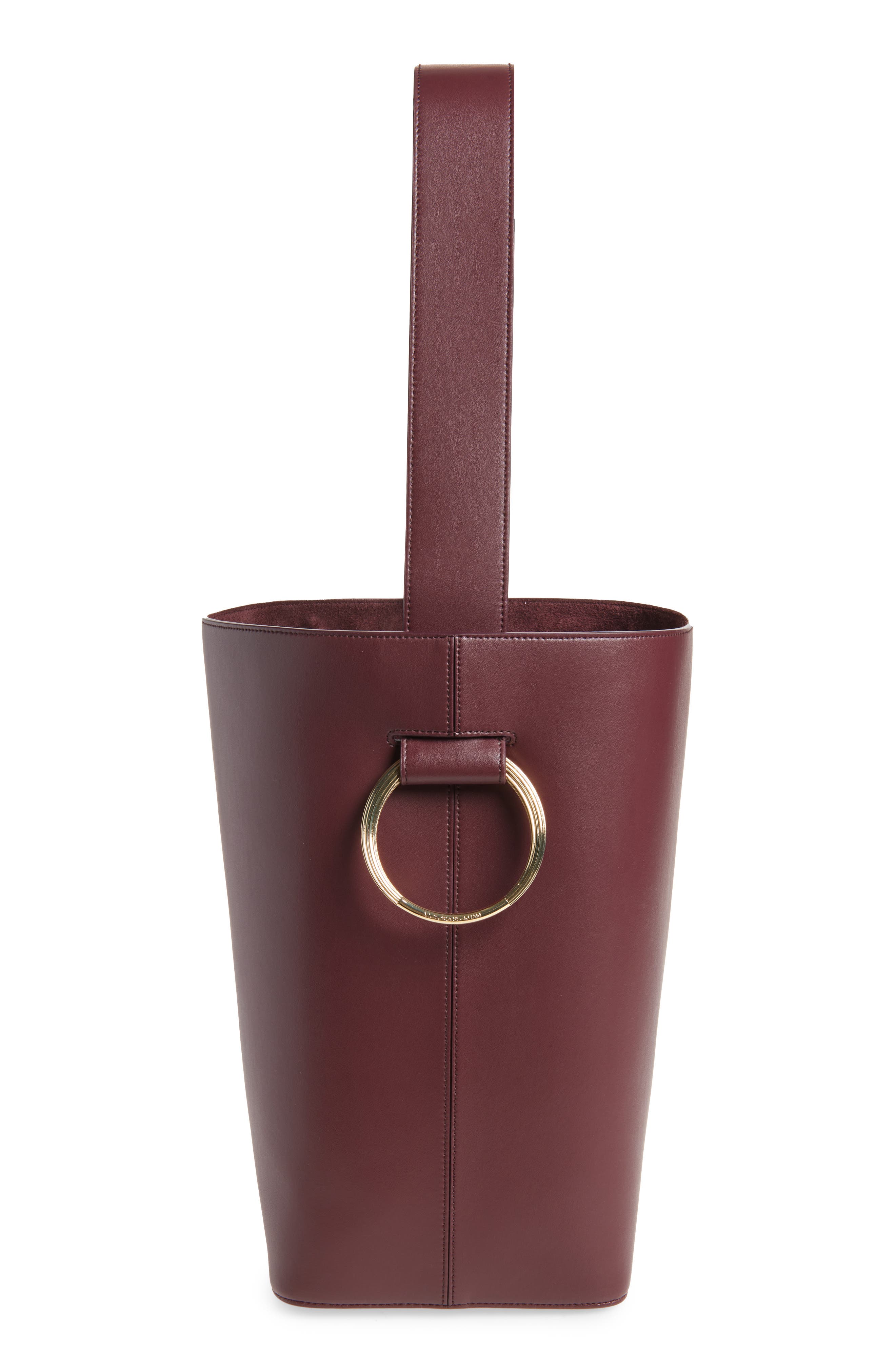 Victoria Beckham Dia Leather Bucket Bag, Main, color, Burgundy