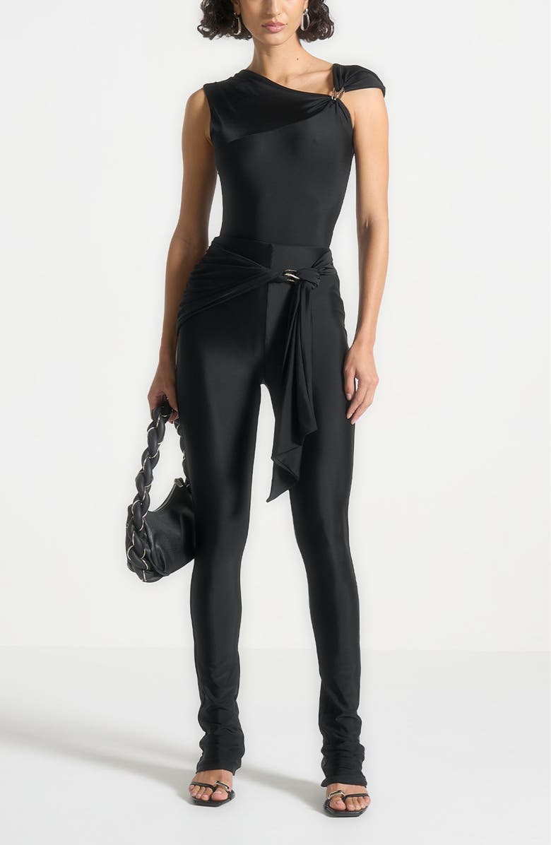 Manière De Voir Draped Hardware Detail Leggings, Main, color, 