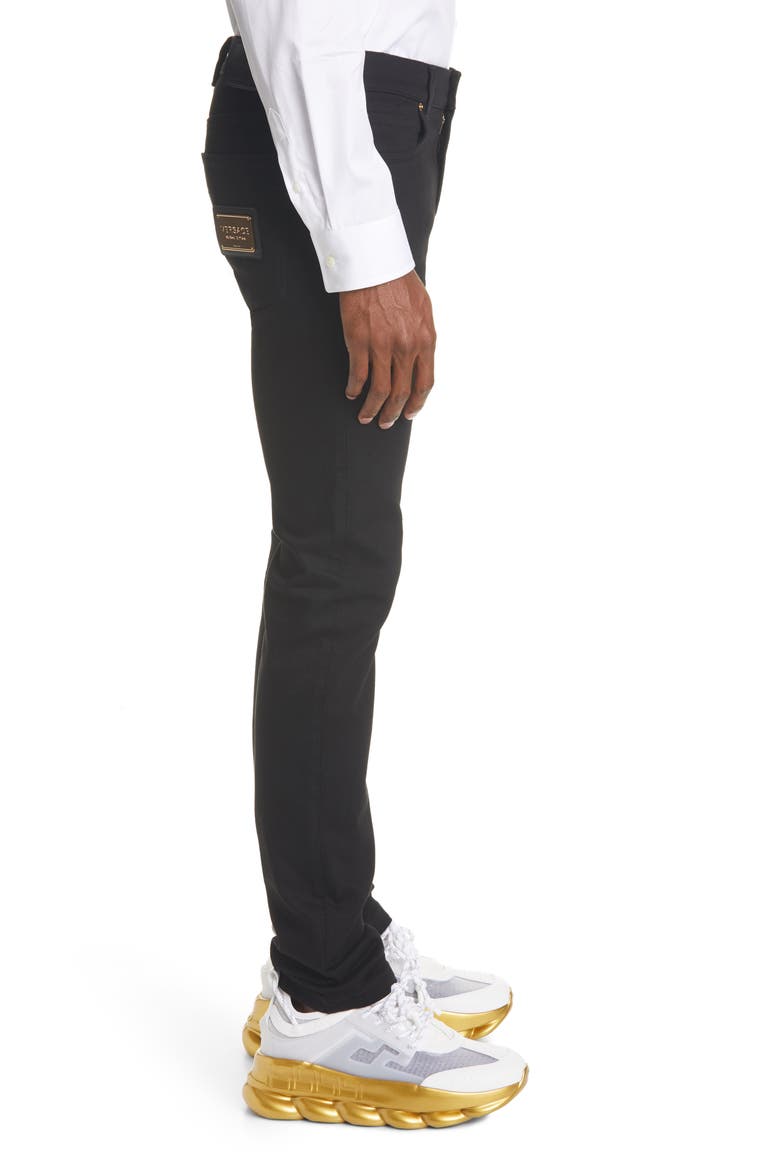 Via Gesù Logo Plaque Slim Fit Jeans, Alternate, color, BLACK