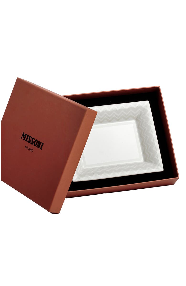 Missoni Home Tableware Tray ZIG ZAG Rectangular Large in Luxury Box White 8.5" x 6.75", Alternate, color, White
