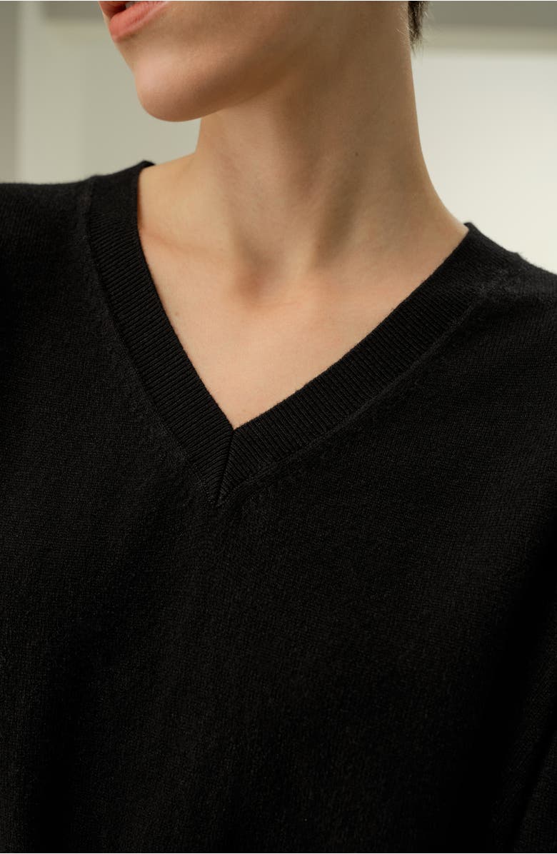 Lilysilk Baby Cashmere V-Neck Sweater, Alternate, color, Black