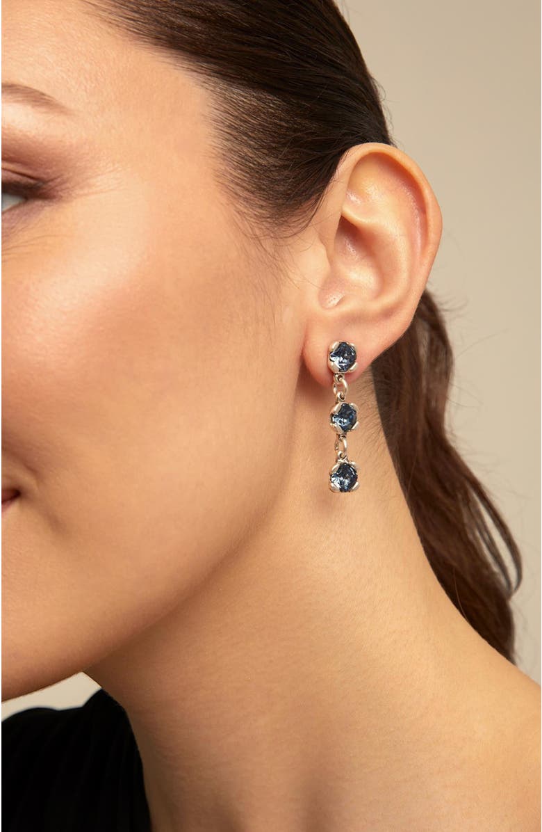UNODE50 Blue Crystal Drop Stud Earrings, Alternate, color, Silver