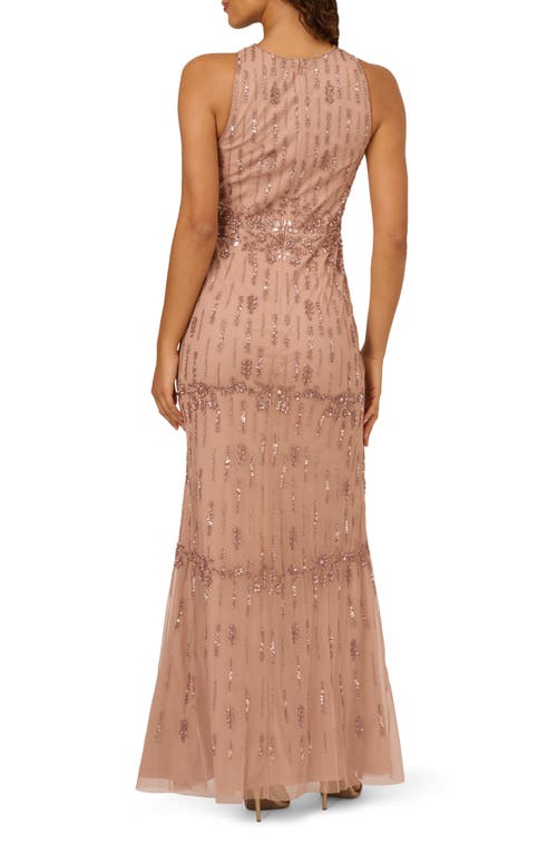 ADRIANNA PAPELL ADRIANNA PAPELL BEADED MESH MERMAID GOWN