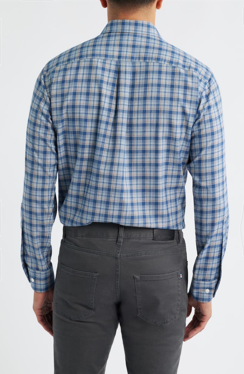 Peter Millar Whitecap Plaid Flannel Button-Up Shirt, Alternate, color, Blue Haze