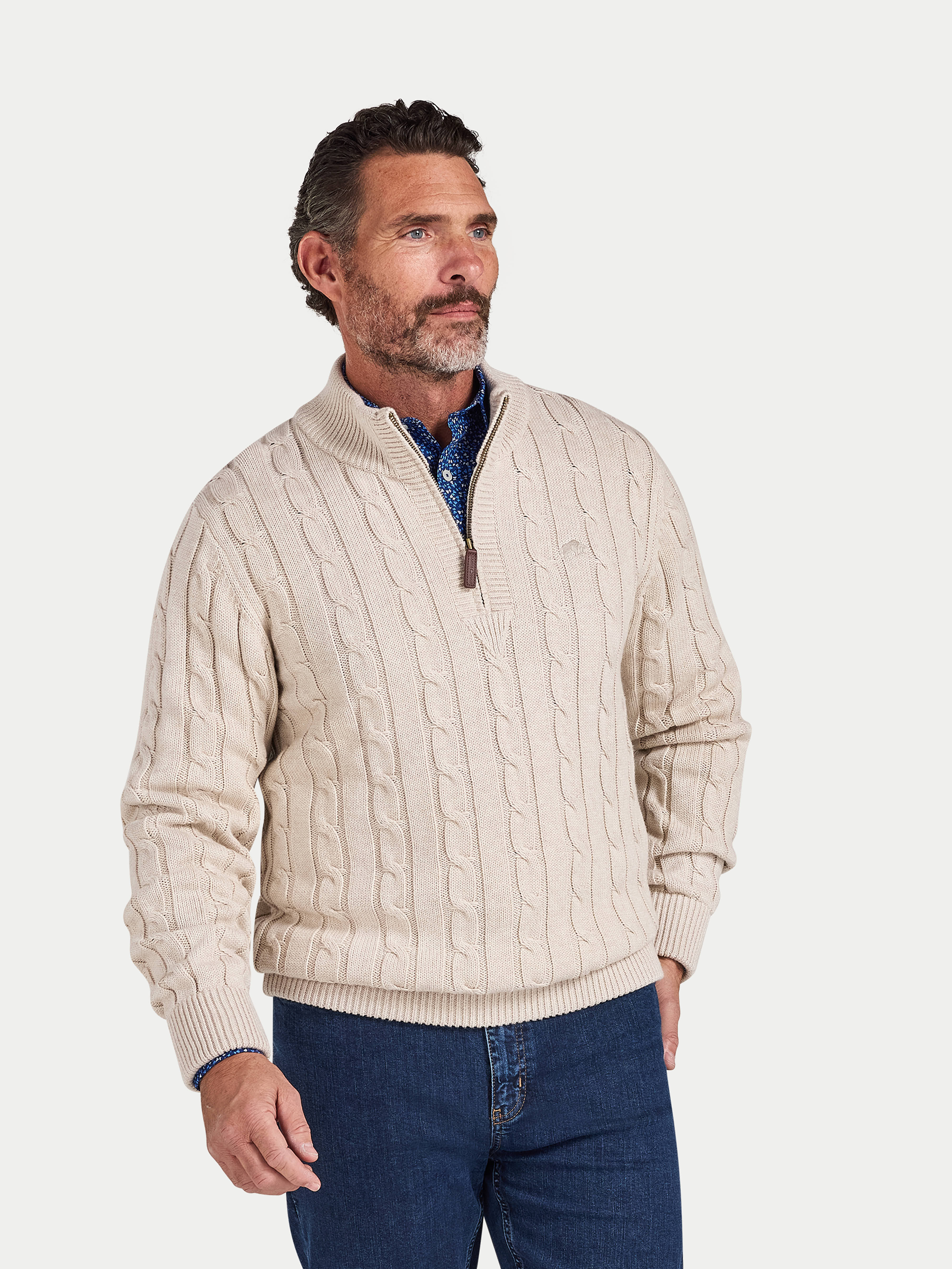 Chunky Cable Quarter Zip Knit Jumper - image 2