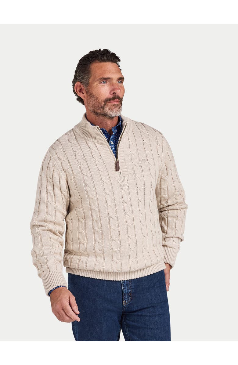 Raging Bull Chunky Cable Quarter Zip Knit Jumper, Alternate, color, Oatmeal