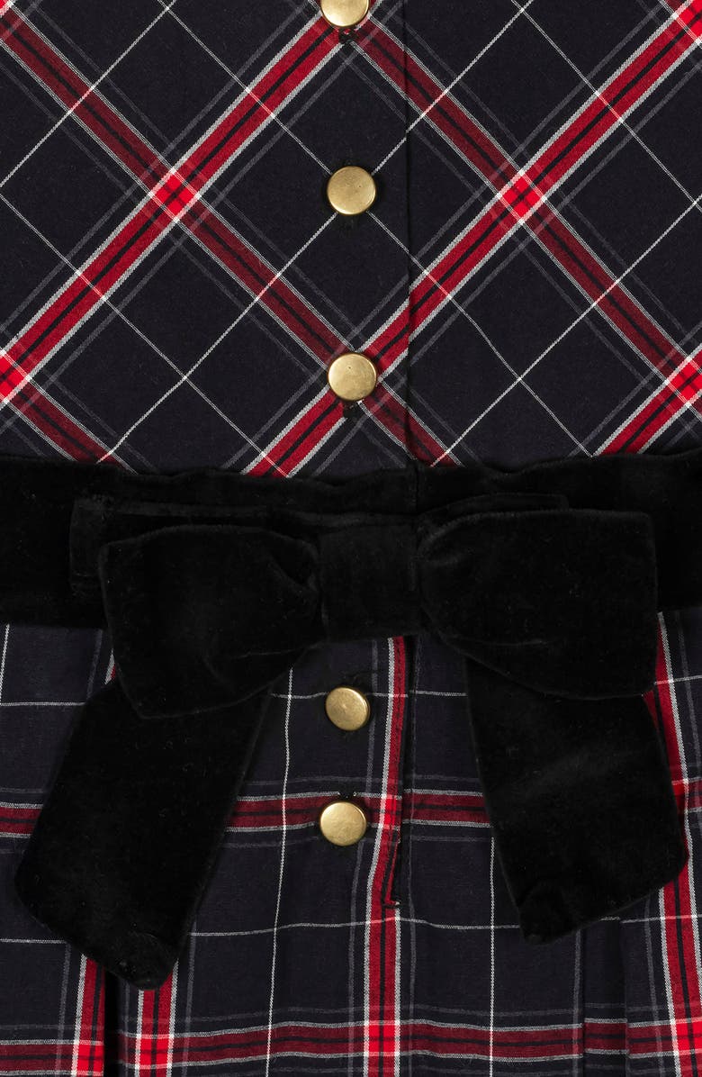 Hope & Henry Kids' Organic Stretch Poplin Peter Pan Collar Dress with Velveteen, Alternate, color, Black Ballet Plaid