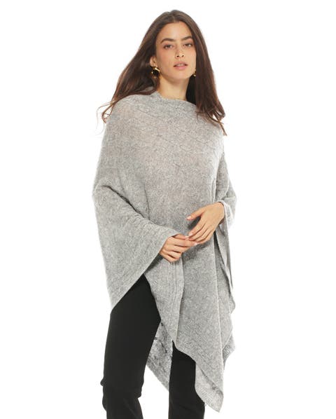 Pure Cashmere Textured Knit Poncho