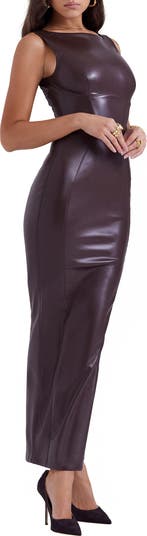 Sahara Faux Leather Body-Con Maxi Dress