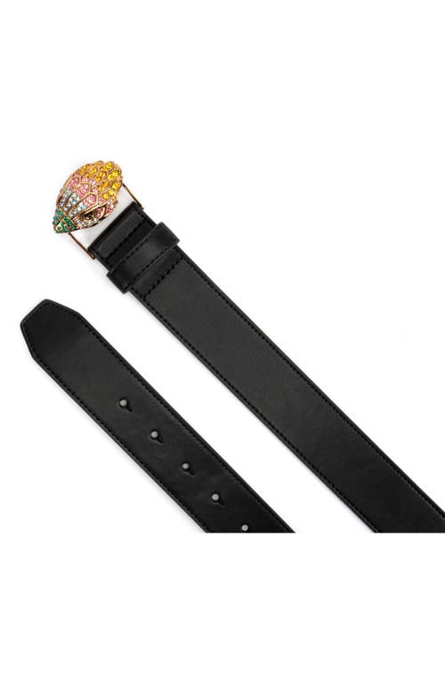 Kurt Geiger London Crystal Eagle Buckle Belt In Black