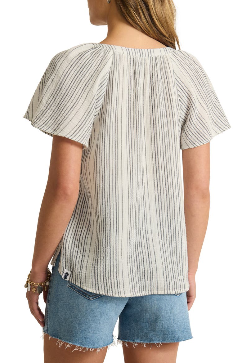 Luminous Tide Flutter Sleeve Cotton Top, Alternate, color, COASTLINE