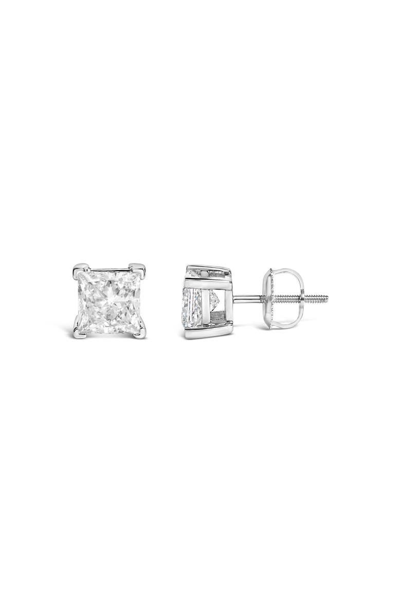 14K White Gold 2.0 Ct Princess Lab-Grown Diamond Solitaire Stud Earrings, Alternate, color, White