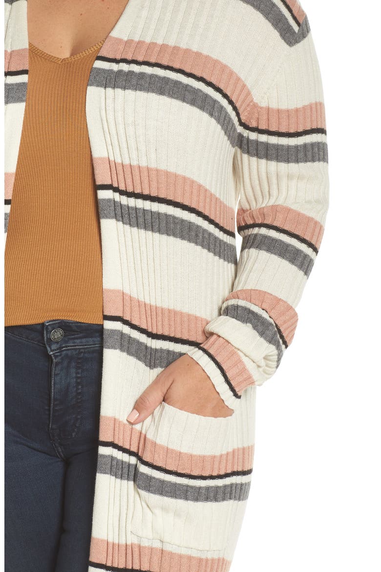 Stripe Midi Open Cardigan, Alternate, color, IVORY EGRET MEGAN STRIPE
