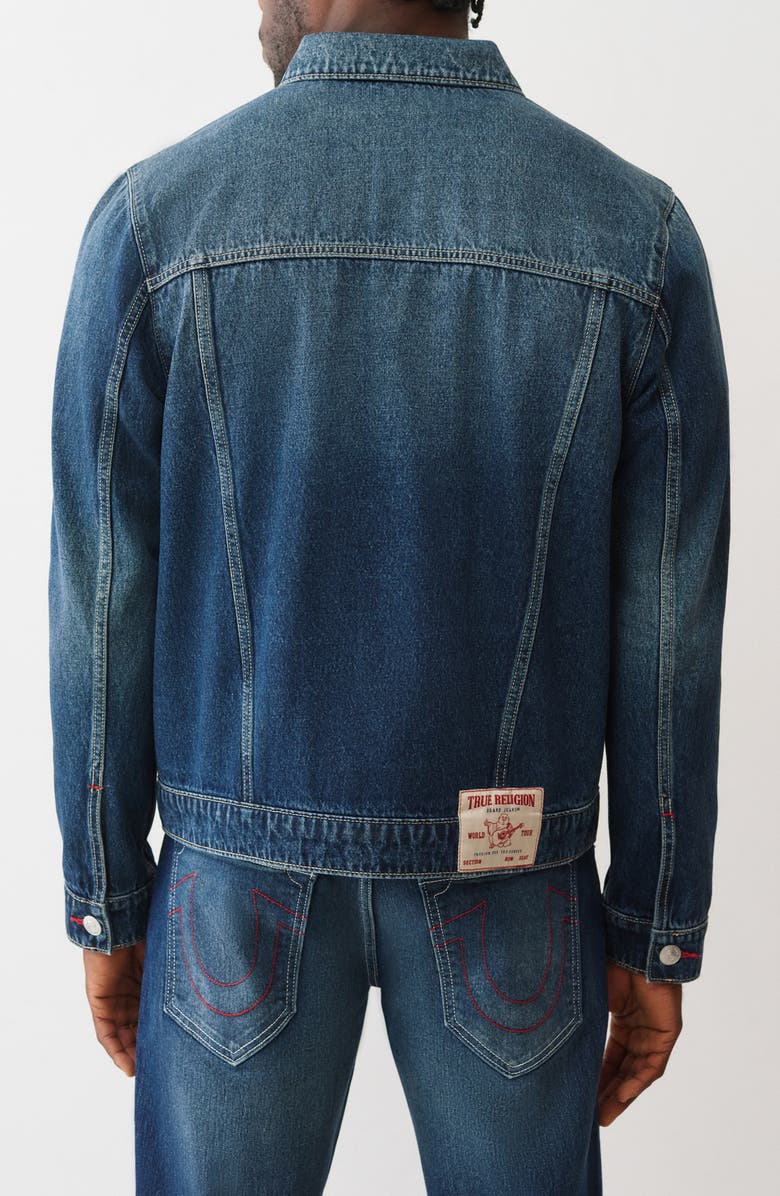 True Religion Jesse Trucker Jacket, Alternate, color, Dark Fir Balsam Wash