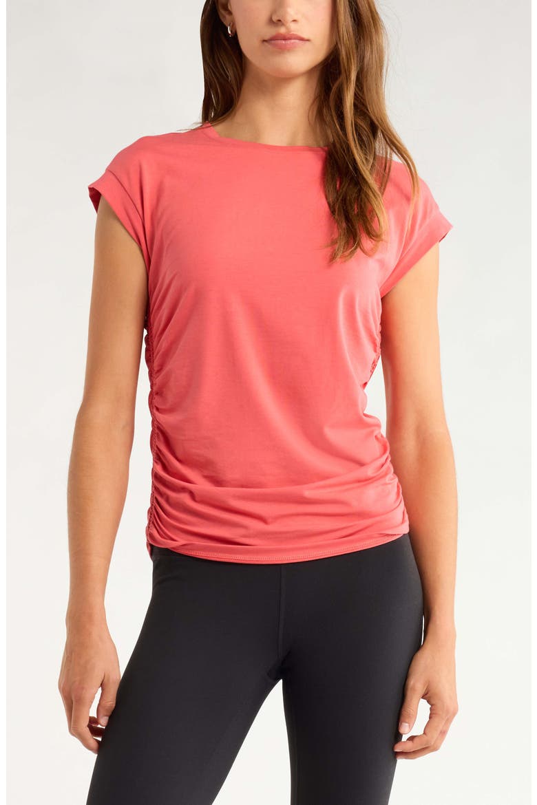 Breezy Ruched Top, Main, color, CORAL SHARON