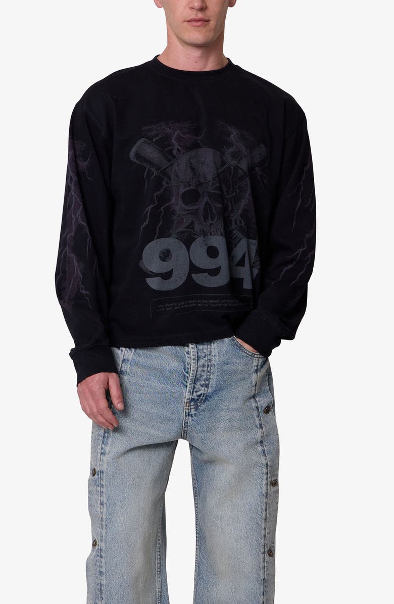 mnml Crossbones Oversize Long Sleeve Cotton Graphic T-Shirt, Alternate, color,