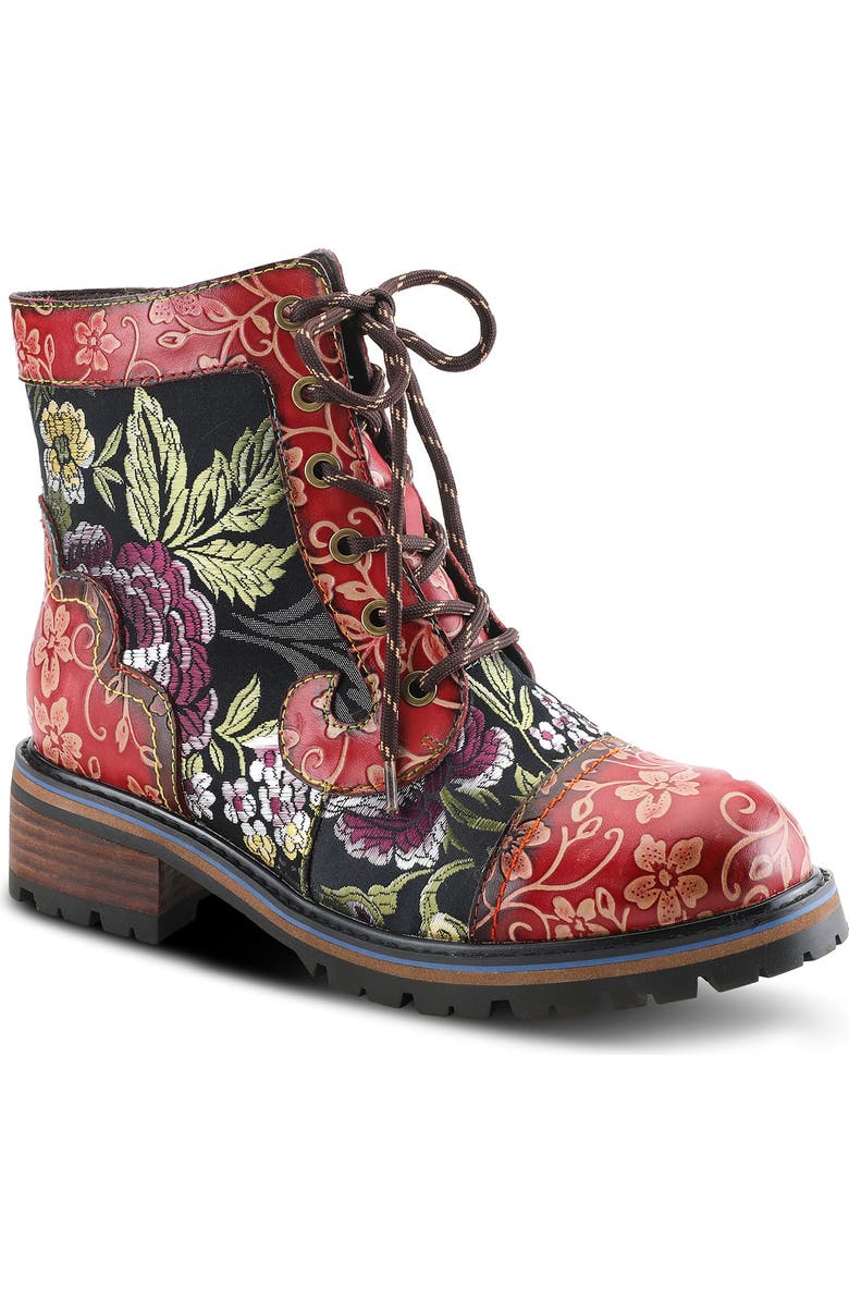 L'Artiste by Spring Step L'Artiste Fantastic Lace-Up Boot, Main, color, Red Multi