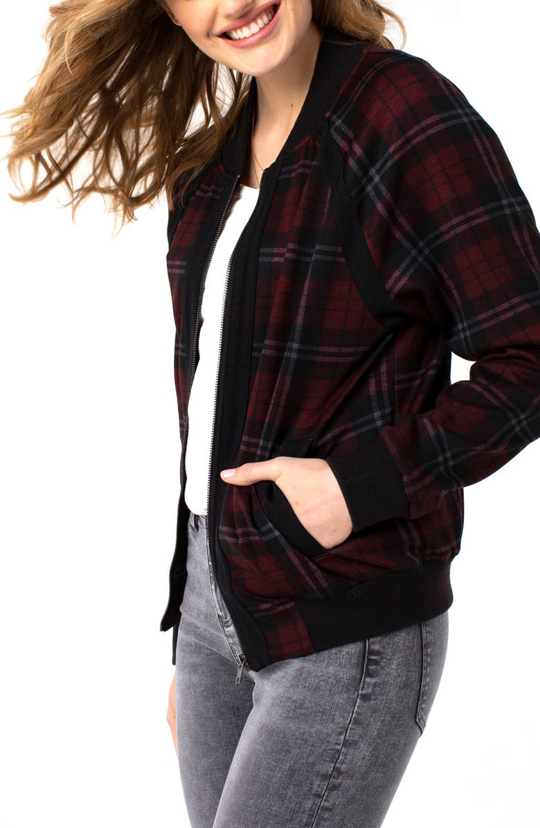 Liverpool Los Angeles Liverpool Tartan Plaid Bomber Jacket, Alternate, color,