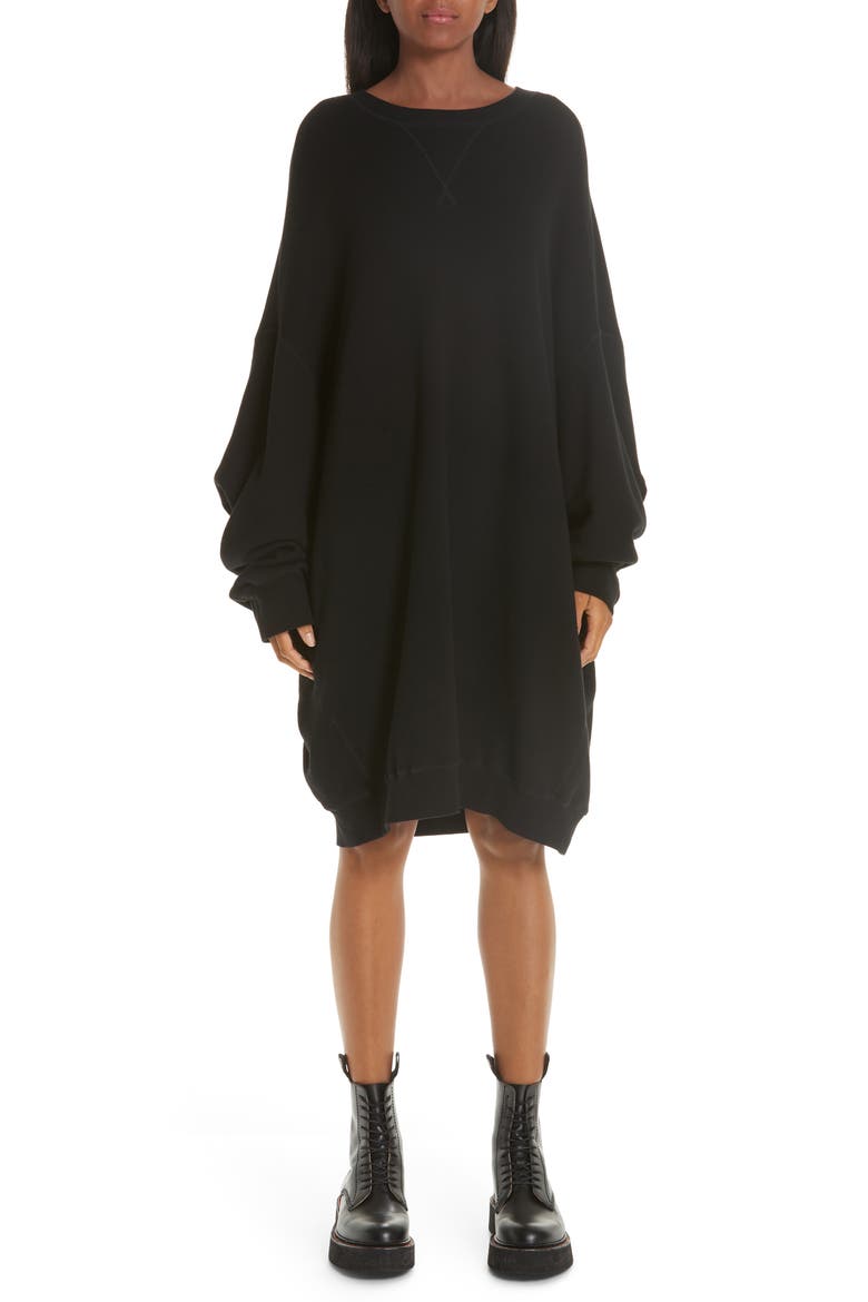 Grunge Sweatshirt Dress, Main, color, BLACK