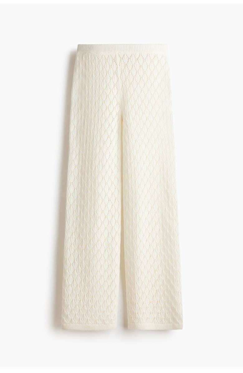 H&M Pointelle-knit Trousers, Main, color, Cream