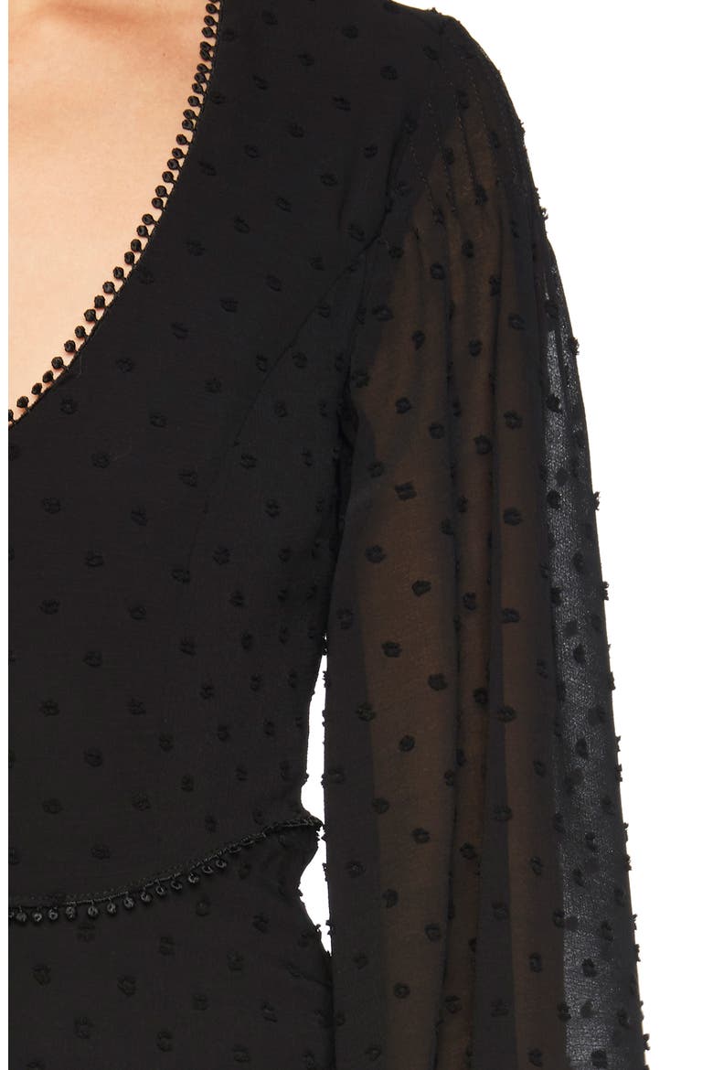 Mae Lace & Swiss Dot Fit & Flare Minidress, Alternate, color, BLACK