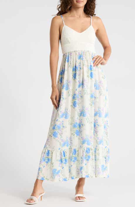 Madden Girl Lace Bodice Empire Waist Tiered Maxi Dress
