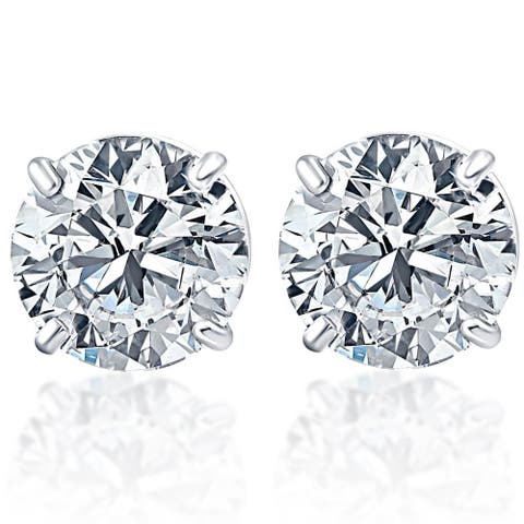 Platinum 2Ct TW Round Cut Diamond Studs Lab Grown