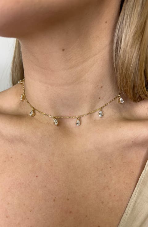 Lab Created Diamond Charm Choker Necklace