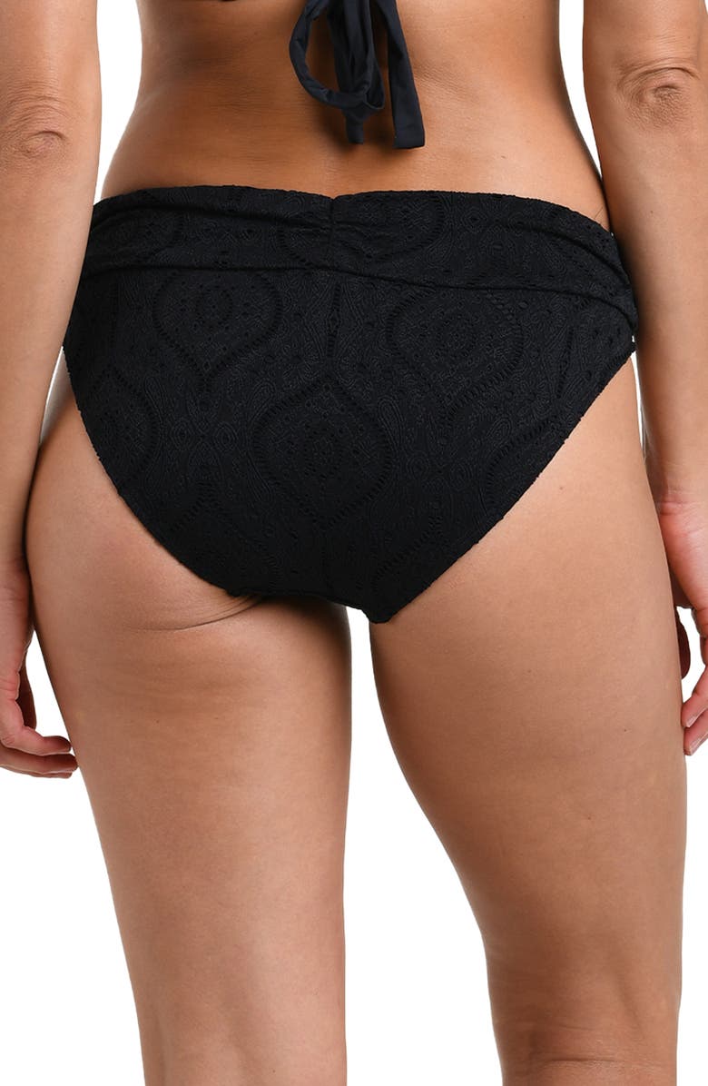 La Blanca Mantra Medallion Shirred Hipster Bikini Bottoms, Alternate, color, Black