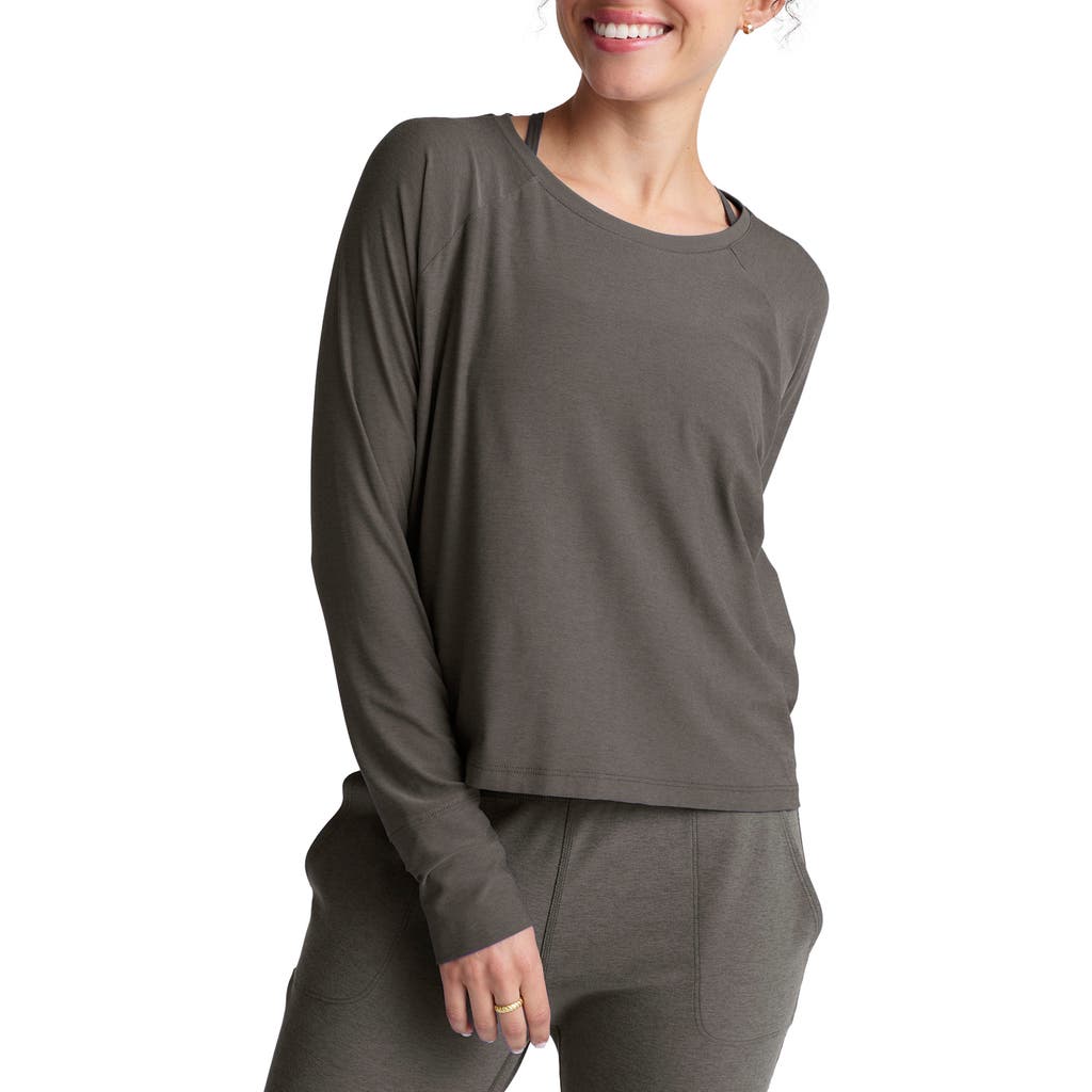 Shop Beyond Yoga Featherweight Long Sleeve T-shirt In True Gray Heather