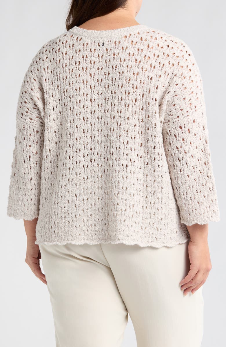 Eileen Fisher Open Stitch Organic Cotton Blend Sweater, Alternate, color, Bone