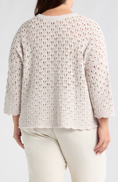 Eileen Fisher Open Stitch Organic Cotton Blend Sweater In Brown