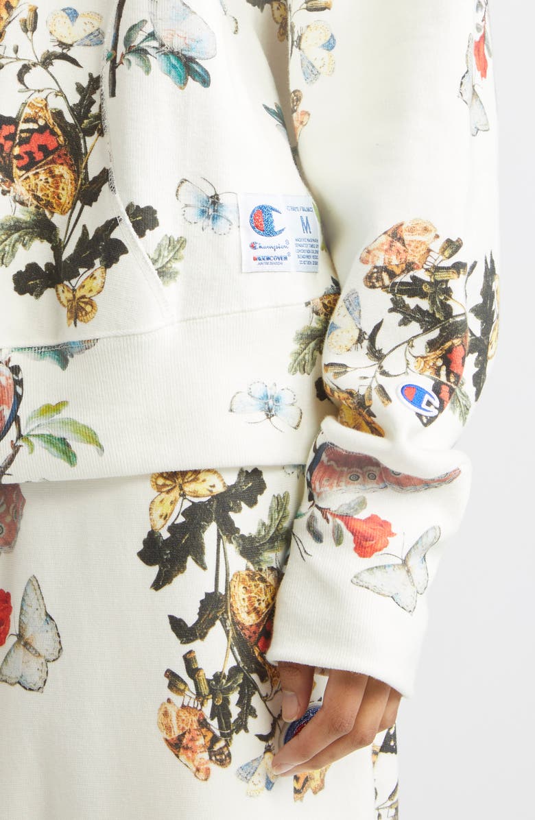 Undercover x Champion Floral & Butterfly Print Sweatshirt, Alternate, color, Ivory Base