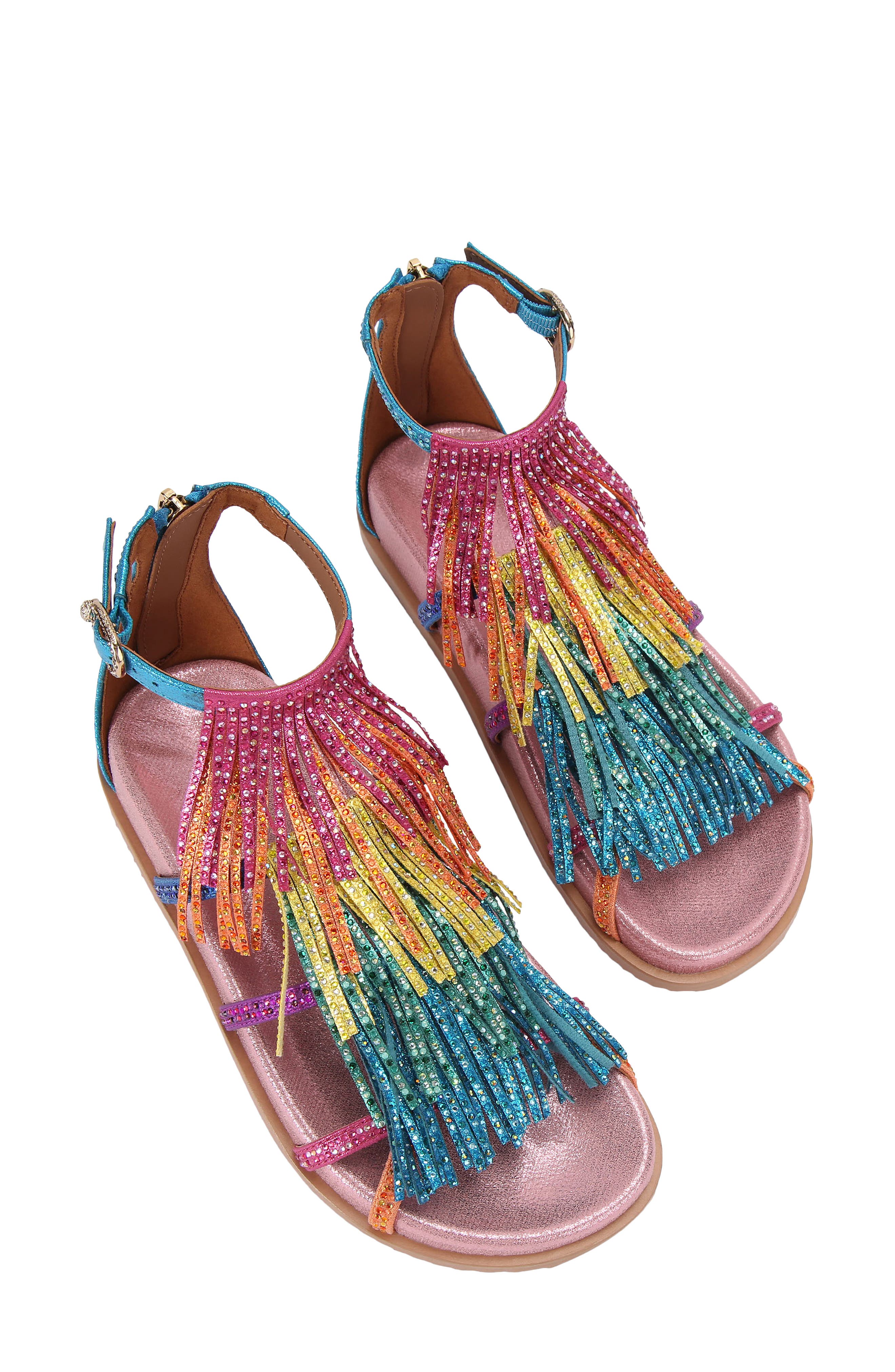 Kurt Geiger London Fringe Flat Sandal, Alternate, color, 