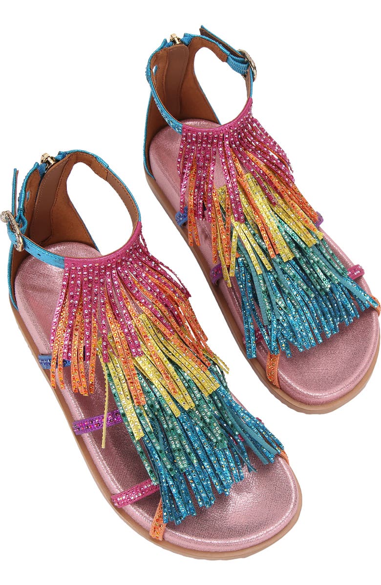 Kurt Geiger London Fringe Flat Sandal, Alternate, color,