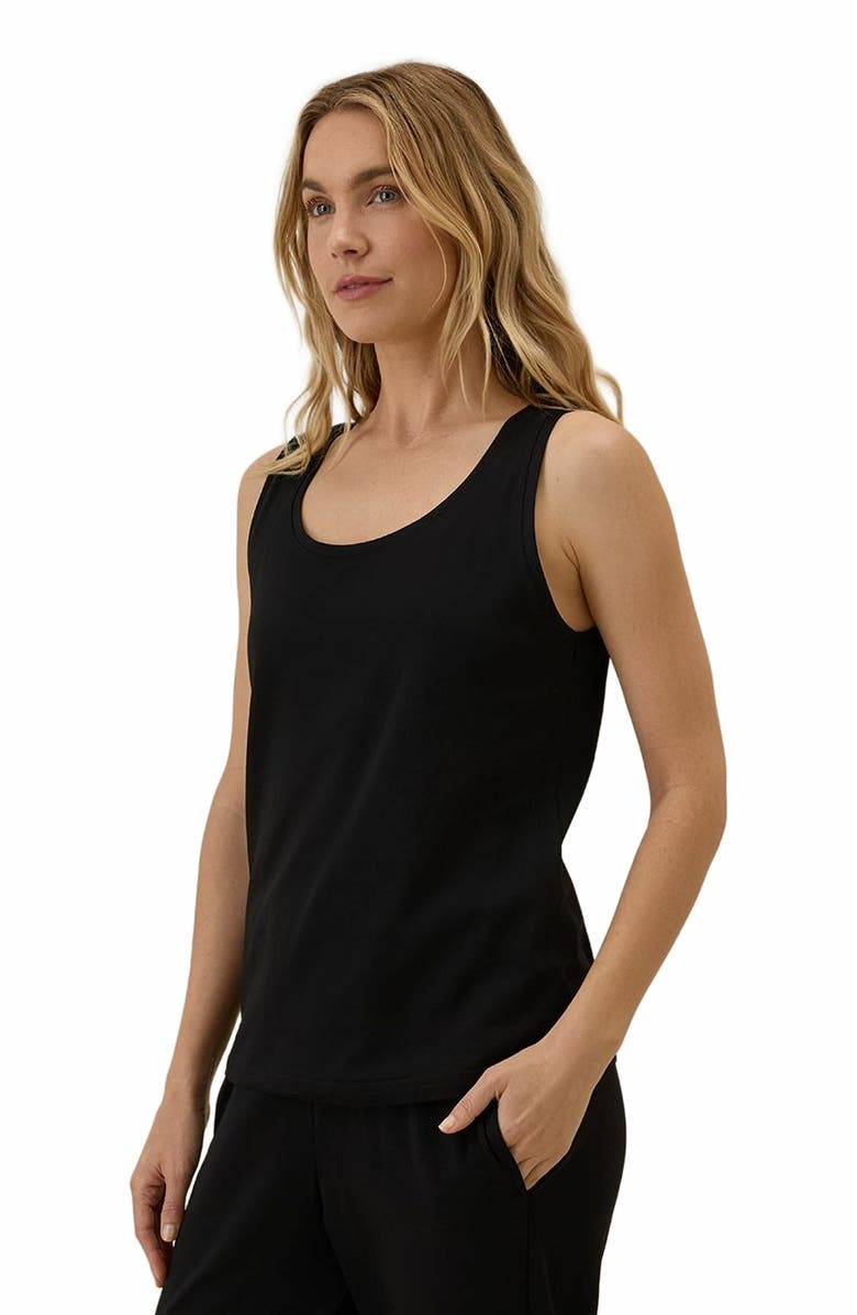 Pact Organic Cotton Luxe Stretch Jersey Tank, Alternate, color, Black