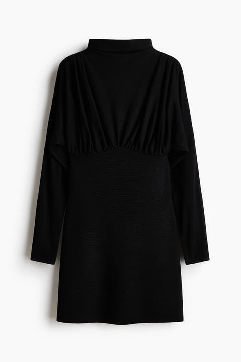 Gathered Turtleneck Dress