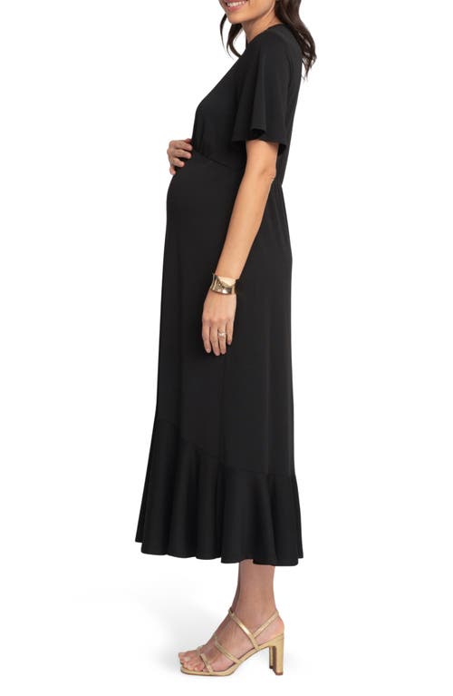 Shop Seraphine Jersey Maternity Midi Dress In Black