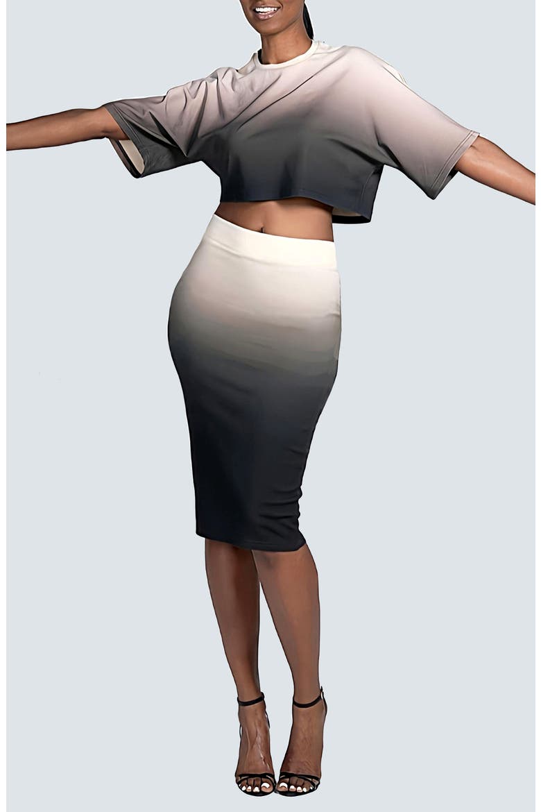 Ombré Perfect Pencil Skirt, Alternate, color, BLACK